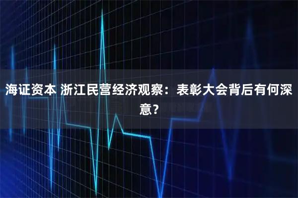 海证资本 浙江民营经济观察:表彰大会背后有何深意?